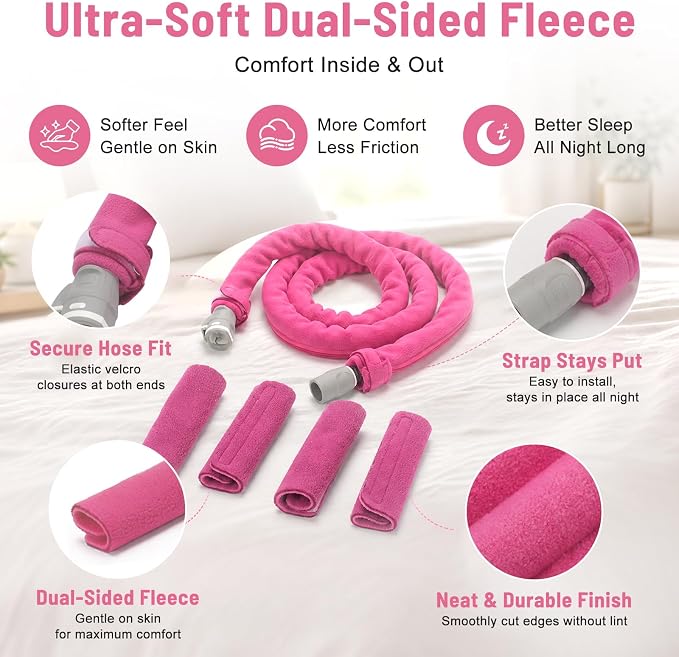 CPAP Strap & Hose Comfort Kit — 10-Piece Set, Fuchsia